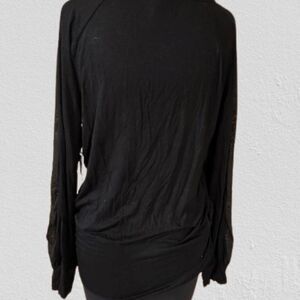 Hippie Chic Black Jersey Top with Black Mesh Details  4269  NWT Boutique